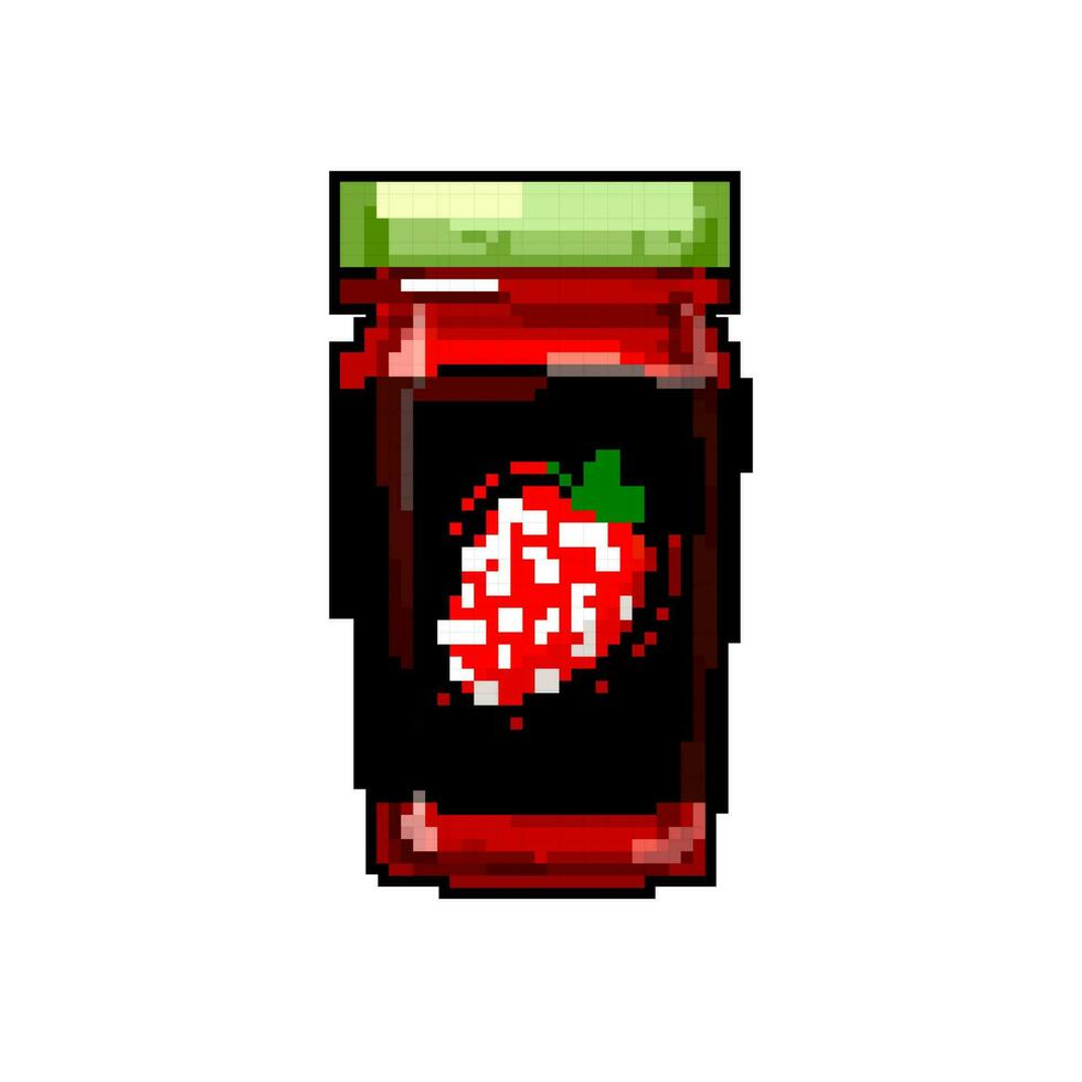 Glas Marmelade Obst Essen Spiel Pixel Kunst Vektor Illustration