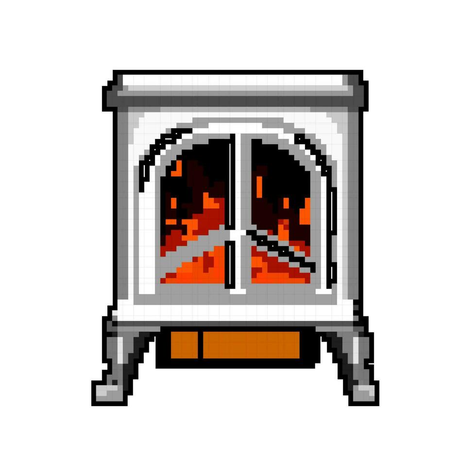 Flamme Kamin Spiel Pixel Kunst Vektor Illustration