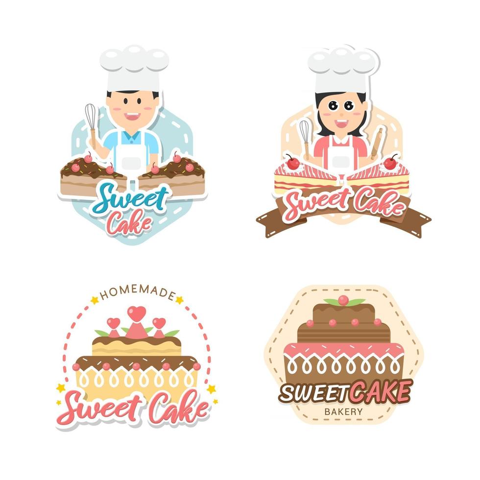 Design für süße Bäckerei und Brotetiketten für Süßwarenladen vektor