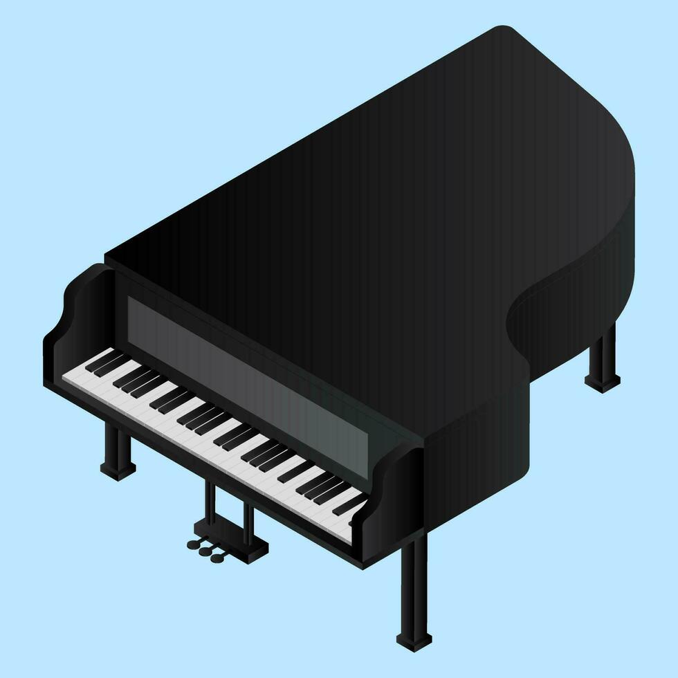 3d illustration av piano element i svart Färg. vektor