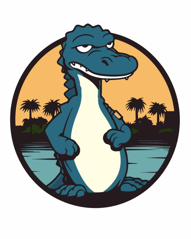blå krokodil logotyp vektor