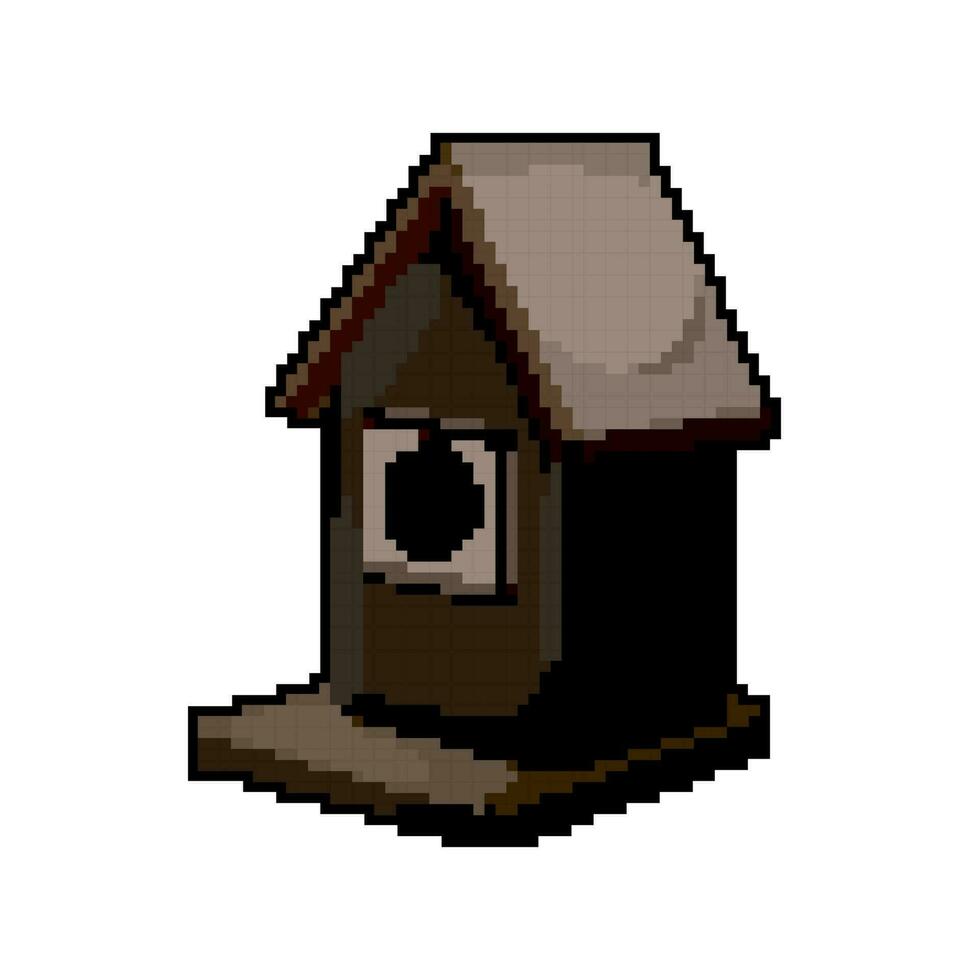 gren fågel hus spel pixel konst vektor illustration