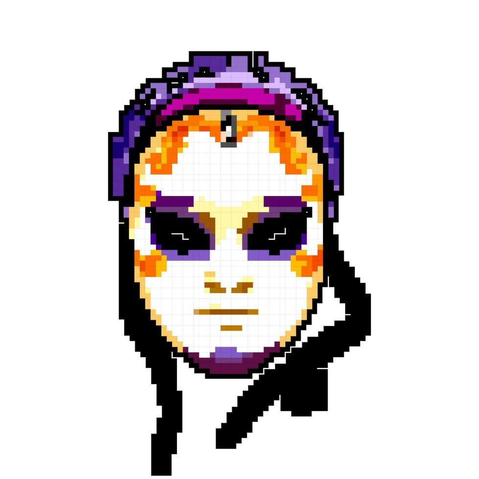 Kostüm Karneval Maske Spiel Pixel Kunst Vektor Illustration