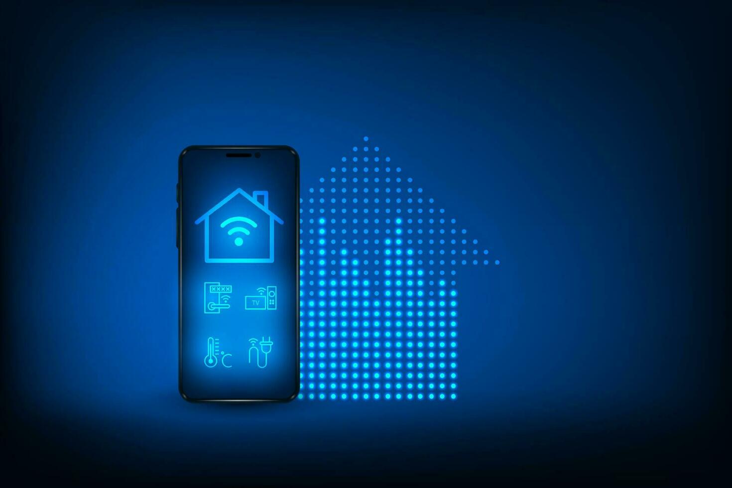 Vektor Clever Zuhause mit Clever Telefon Technologie Anwendung Konzept.