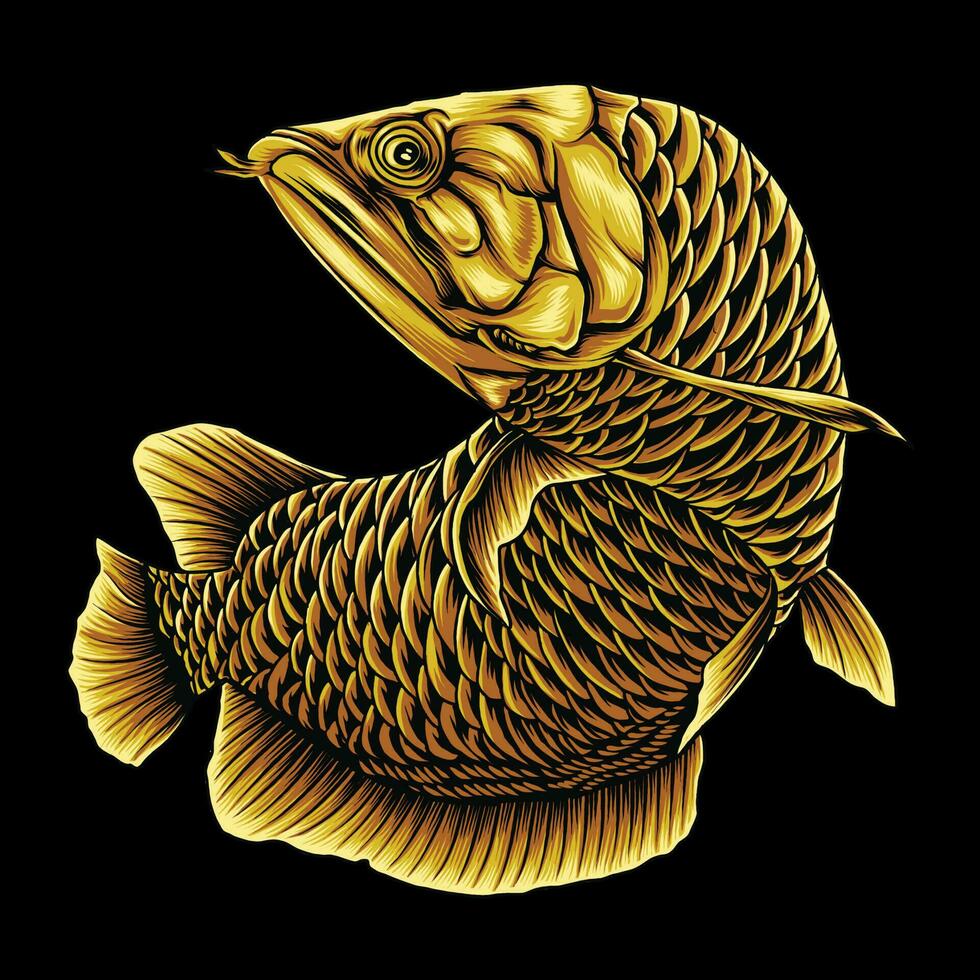 Arowana Fisch mit golden Farbe vektor