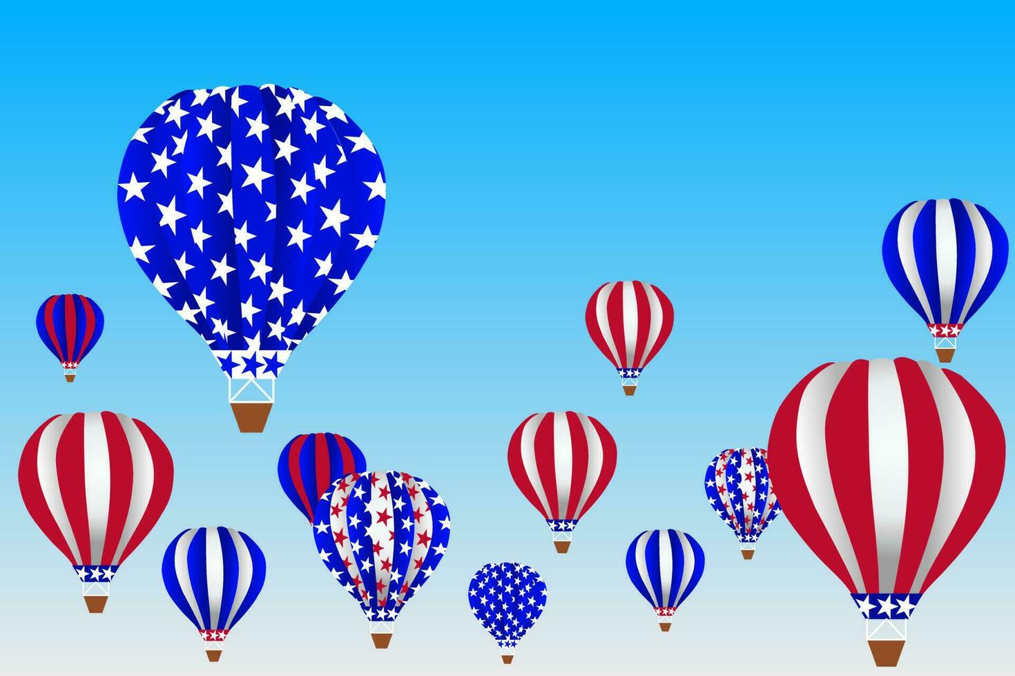 oberoende dag bakgrund baner USA flagga krans, flaggväv, ballonger, konfetti, stjärna, band, faller från de himmel. webb reklam firande parad festival fest dekoration vektor illustration.
