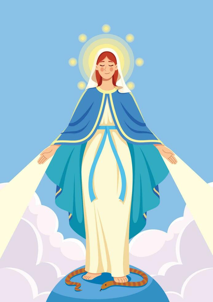 Jungfrau Maria öffnen Waffen Vertikale vektor