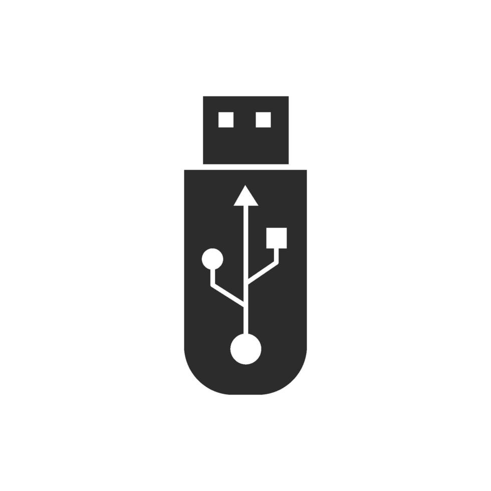 flacher Stil der USB-Ikone lokalisiert auf weißem Hintergrund vektor