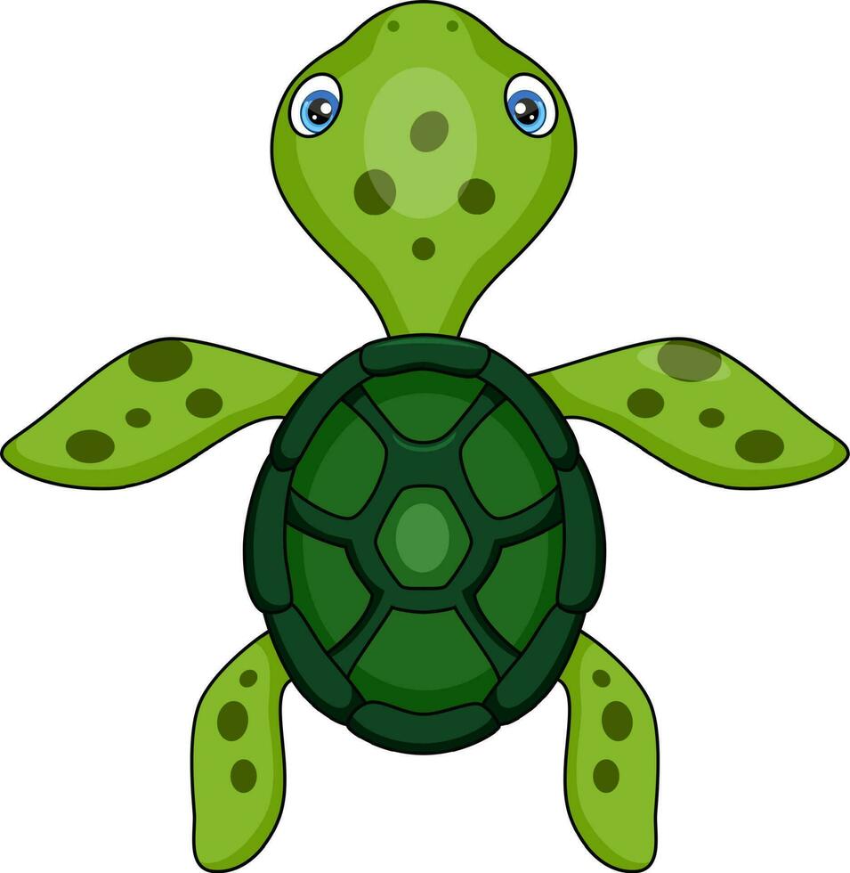 söt bebis sköldpadda tecknad serie på vit bakgrund vektor