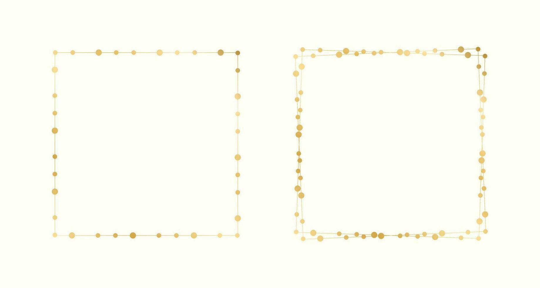 Gold Platz Weihnachten Fee Beleuchtung Rahmen Rand Satz. abstrakt golden Punkte Muster Frames Sammlung. vektor