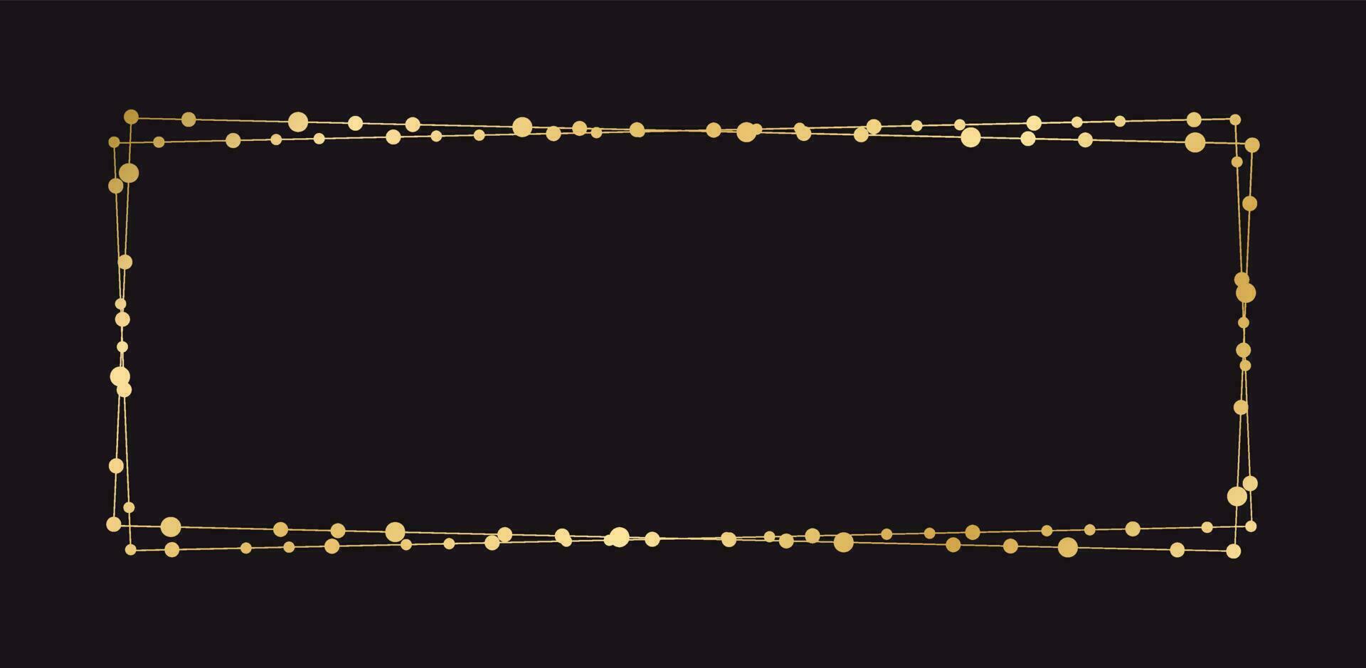 Gold Rechteck Weihnachten Fee Beleuchtung Rahmen Grenze. abstrakt golden Punkte Kreis Muster rahmen. vektor