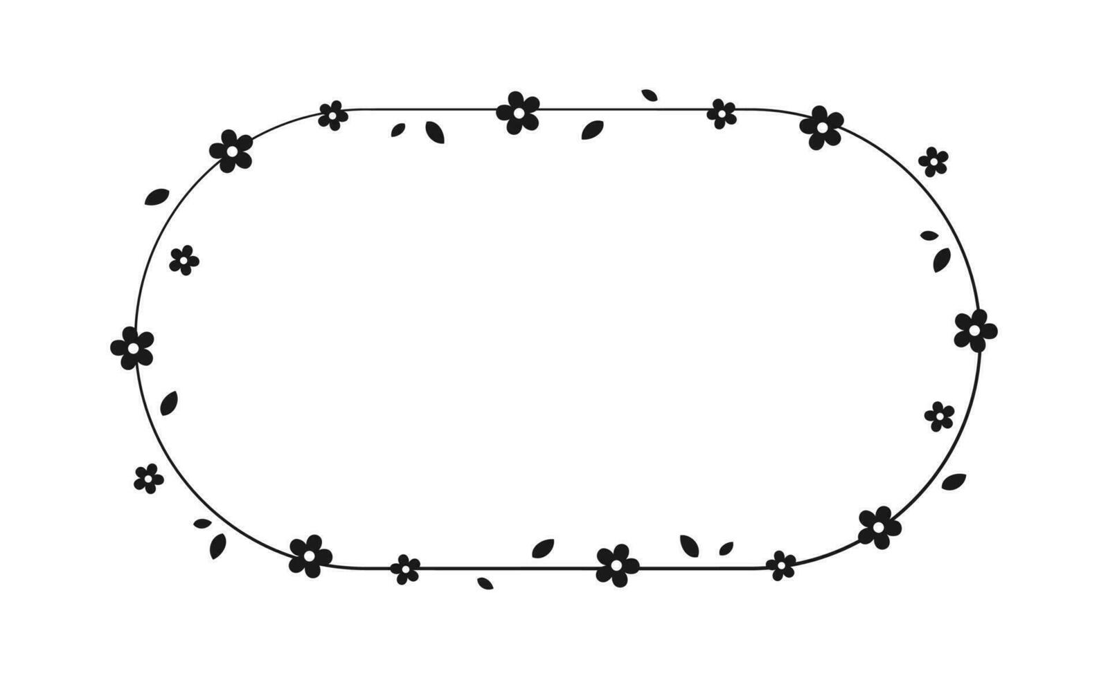 Oval Blumen- Rahmen Silhouette Gekritzel. botanisch Rand Vorlage, gedeihen Design Element zum Hochzeit, Gruß Karte. vektor