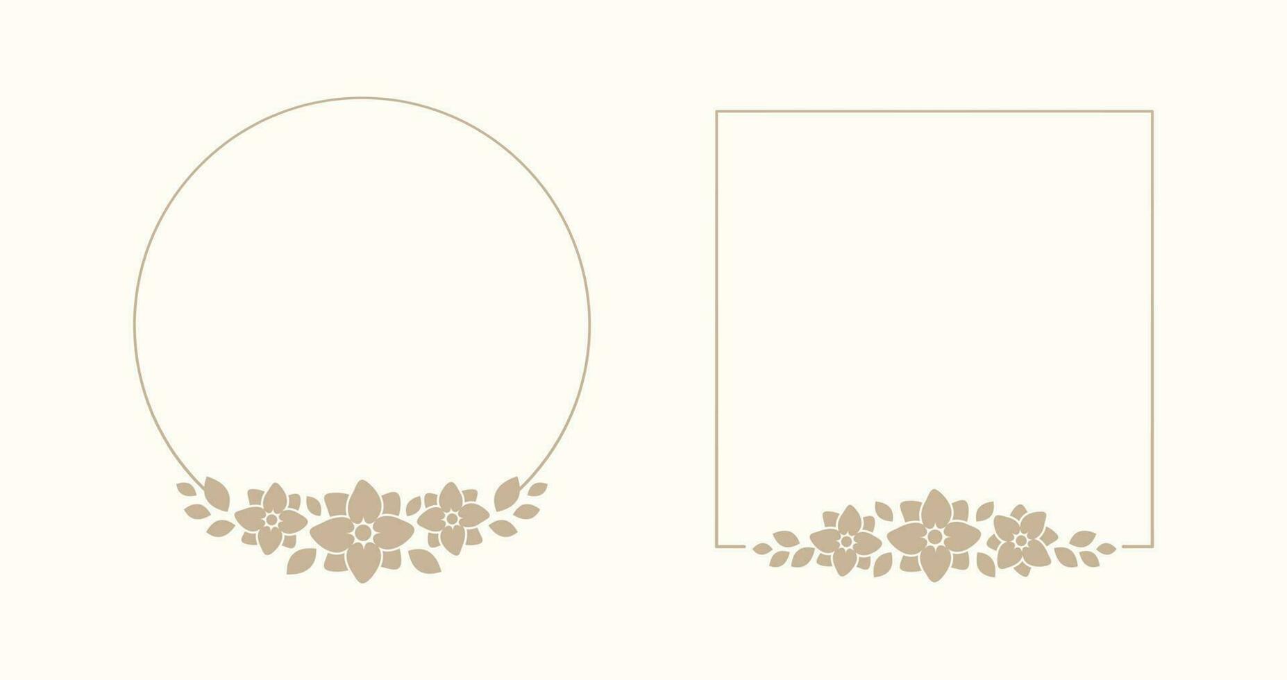 uppsättning av elegant blommig ram och gränser. boho linje bröllop blommor, löv för inbjudan spara de datum kort. botanisk estetisk rustik trendig grönska design vektor illustration.