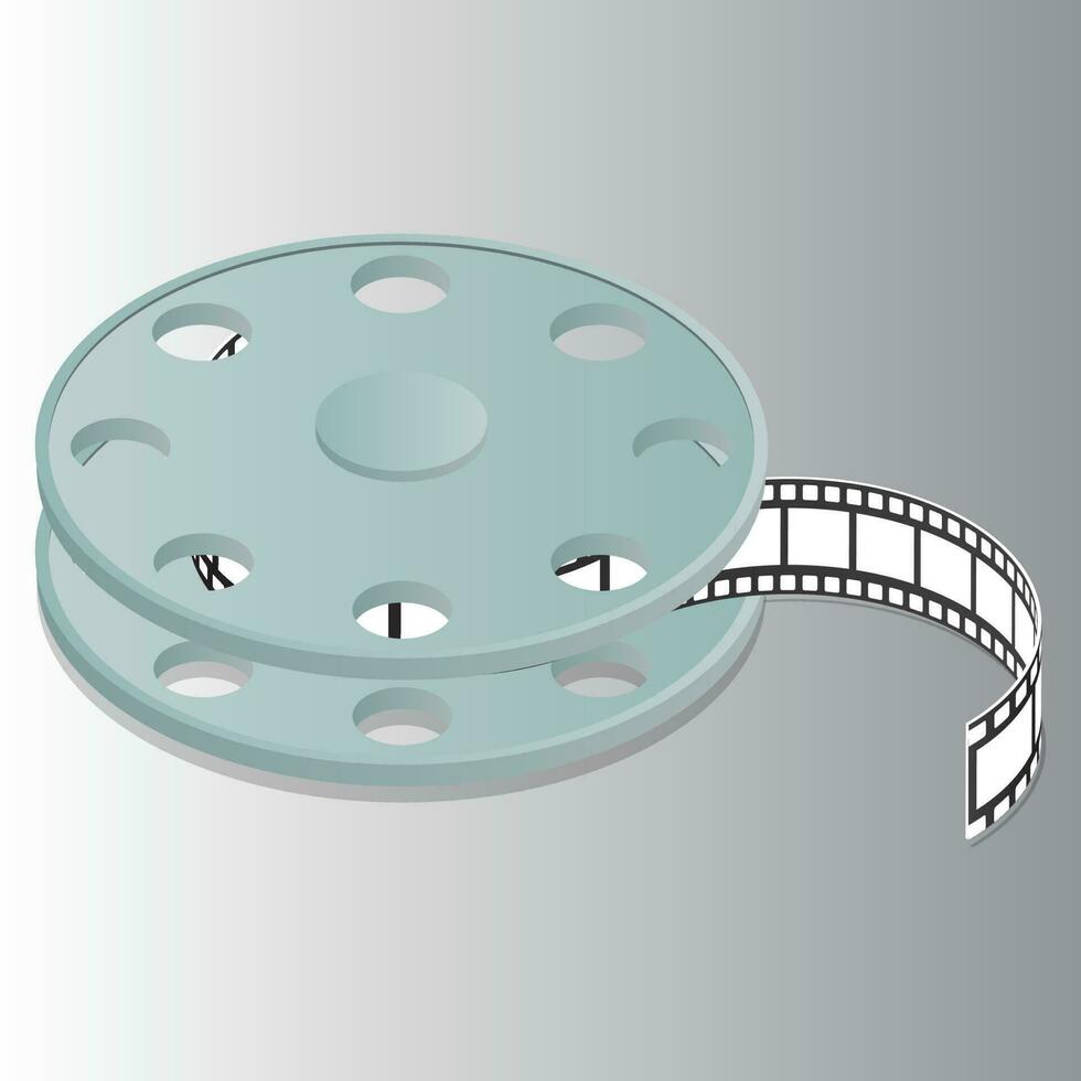 3d Film Spule Element auf grau Hintergrund. vektor