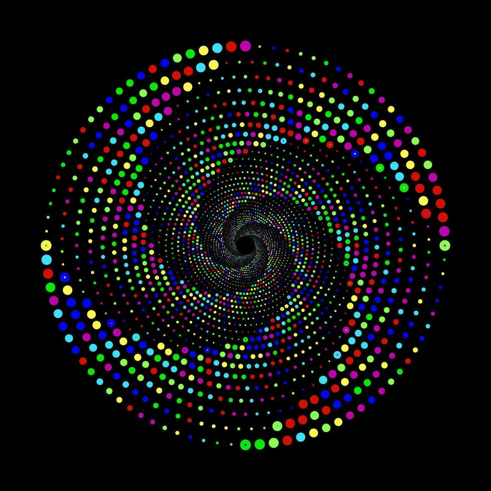 bunt gepunktet Spiral- Wirbel Kreis Logo Vektor Illustration
