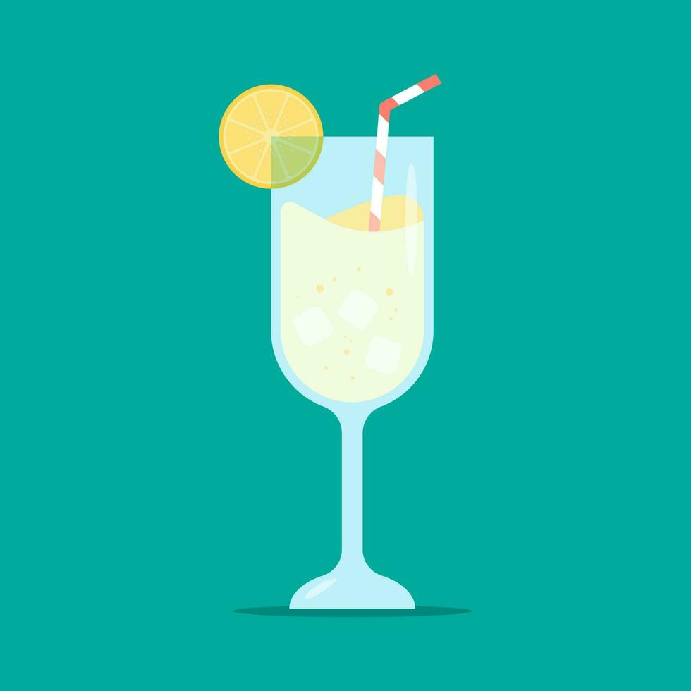 hand dragen platt mjuk dryck cocktail illustration vektor