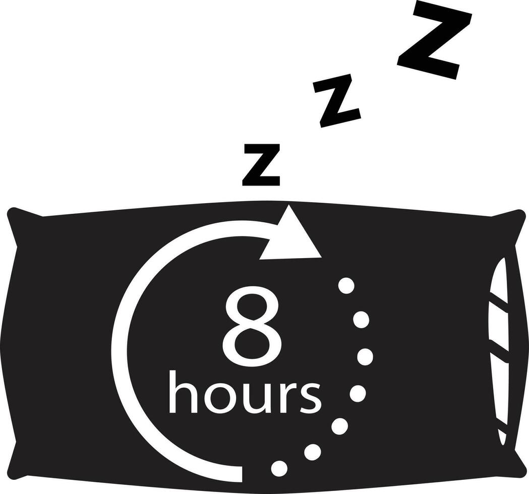8 timmar sömn ikon. sovande tid tecken. tid till säng symbol. platt stil. vektor