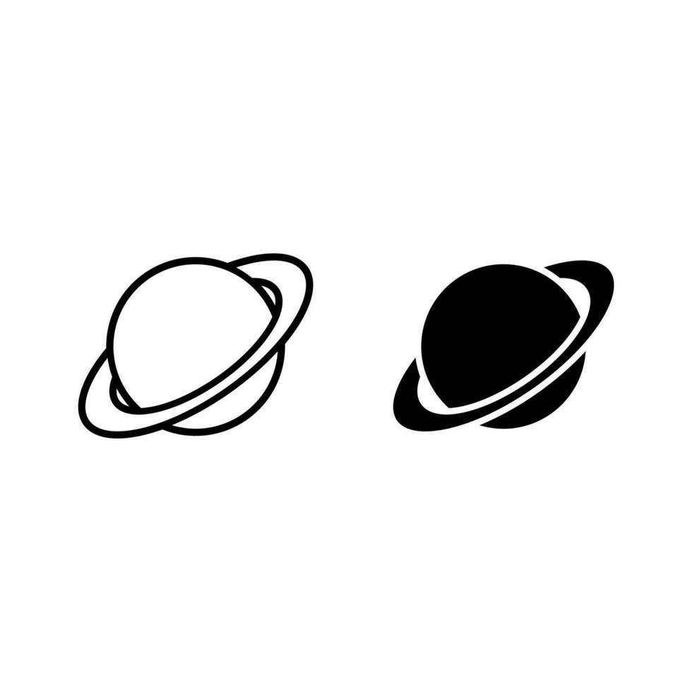 Saturn Symbol im eben Stil. Planet isoliert auf Weiß isoliert Hintergrund. Vektor Illustration