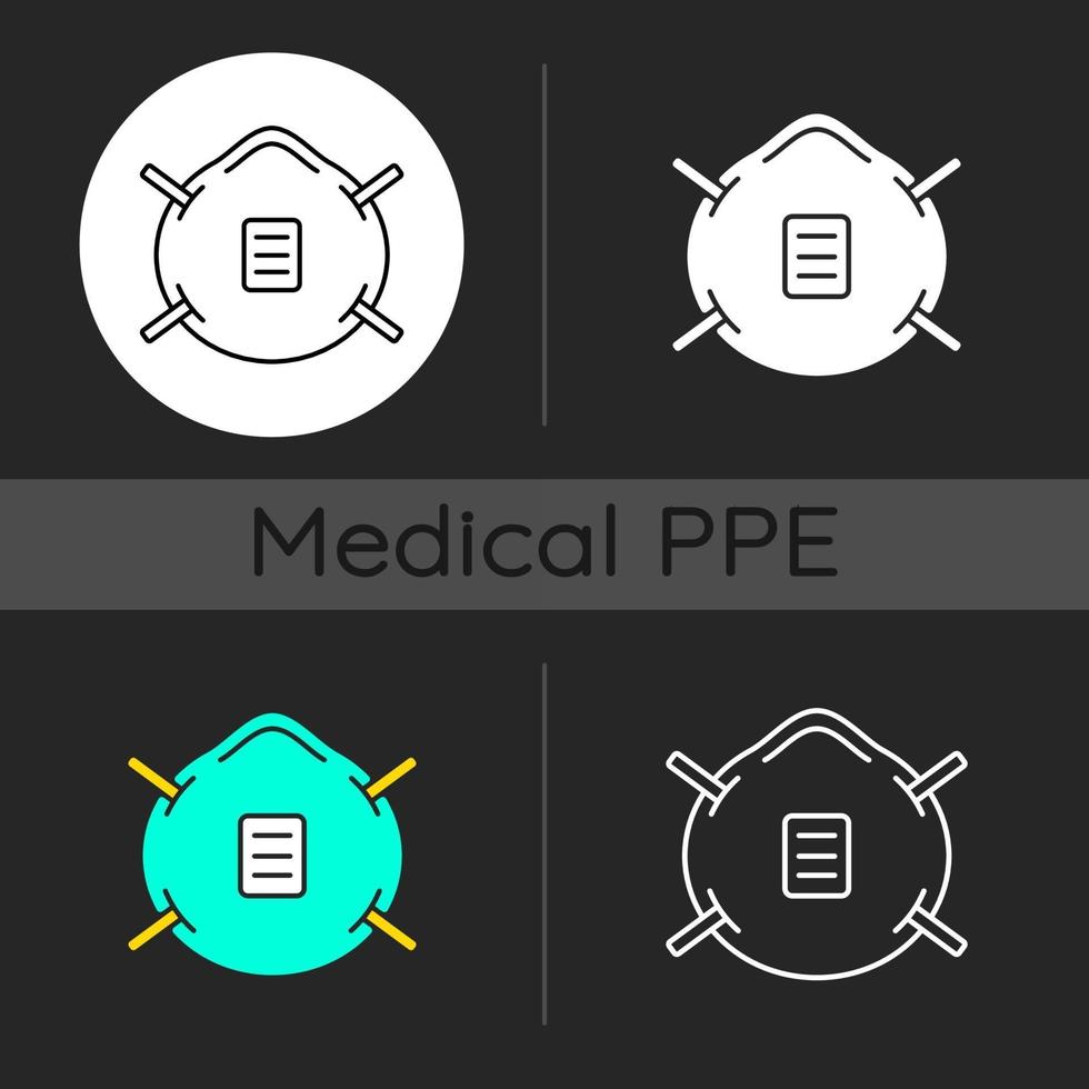 n 95 maskerar mörka temasymboler vektor