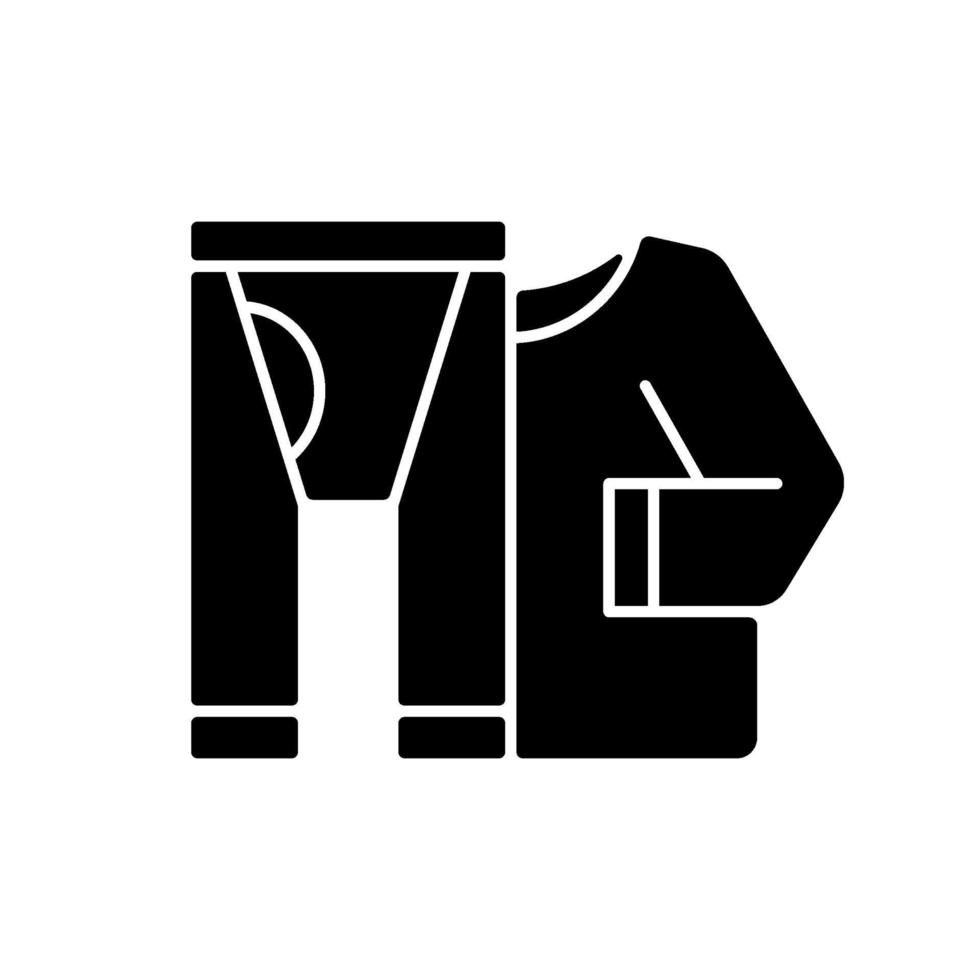 termiska underkläder svart glyph ikon vektor