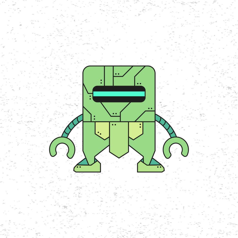 tecknad serie söt robot vektor ikon illustration i grön Färg. framtida vetenskap teknologi begrepp. premie vektor isolerat i platt tecknad serie stil. lämplig för ikoner, klistermärken, spel och grafisk element.