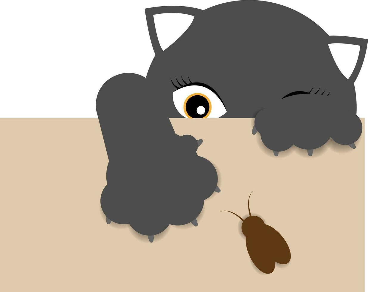 schwarz Kitty Katze Rauch Farbe Karikatur komisch Charakter Gesicht vektor
