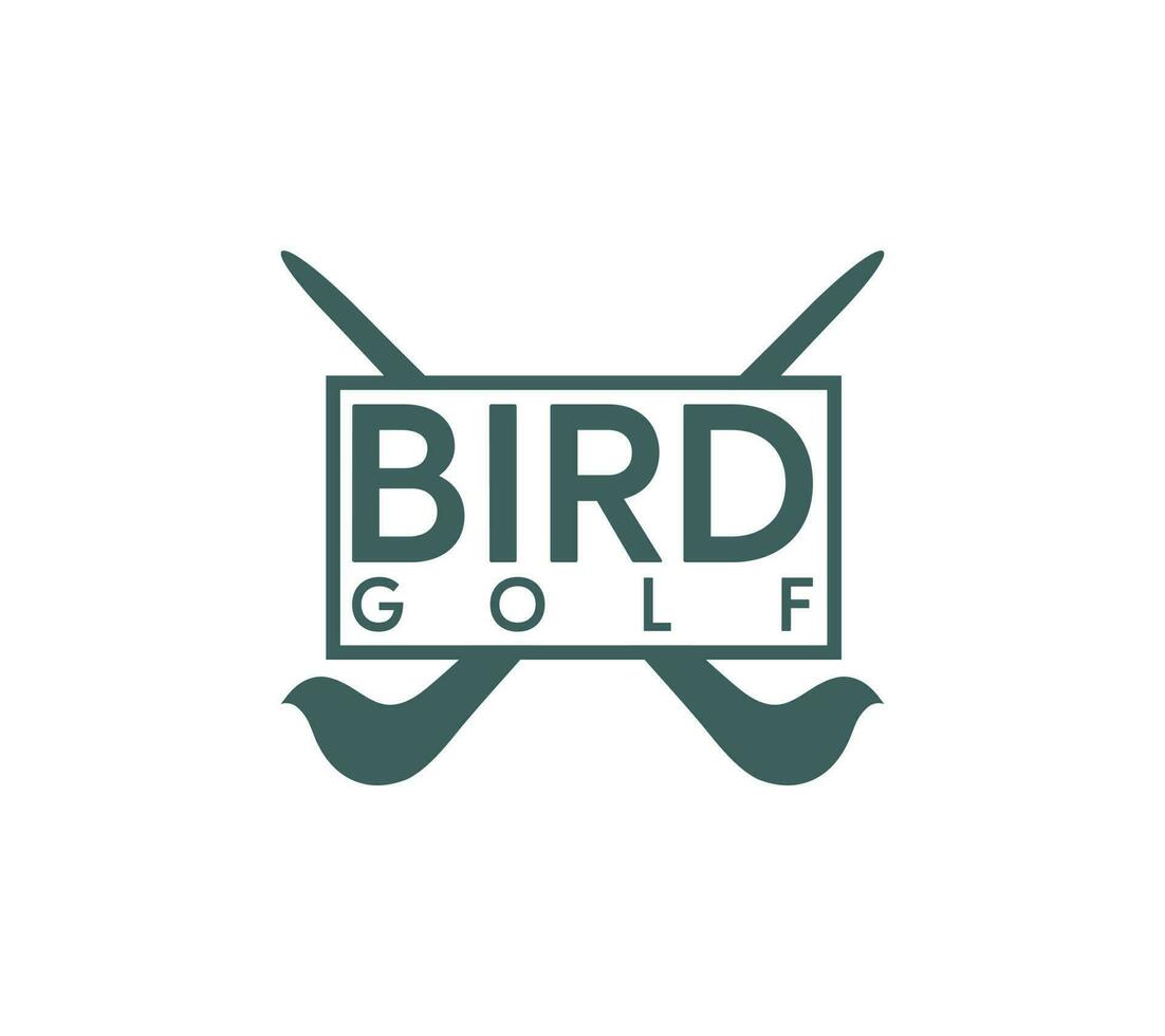 Vogel Golf Spiel Logo Design auf Weiß Hintergrund, Vektor Illustration.