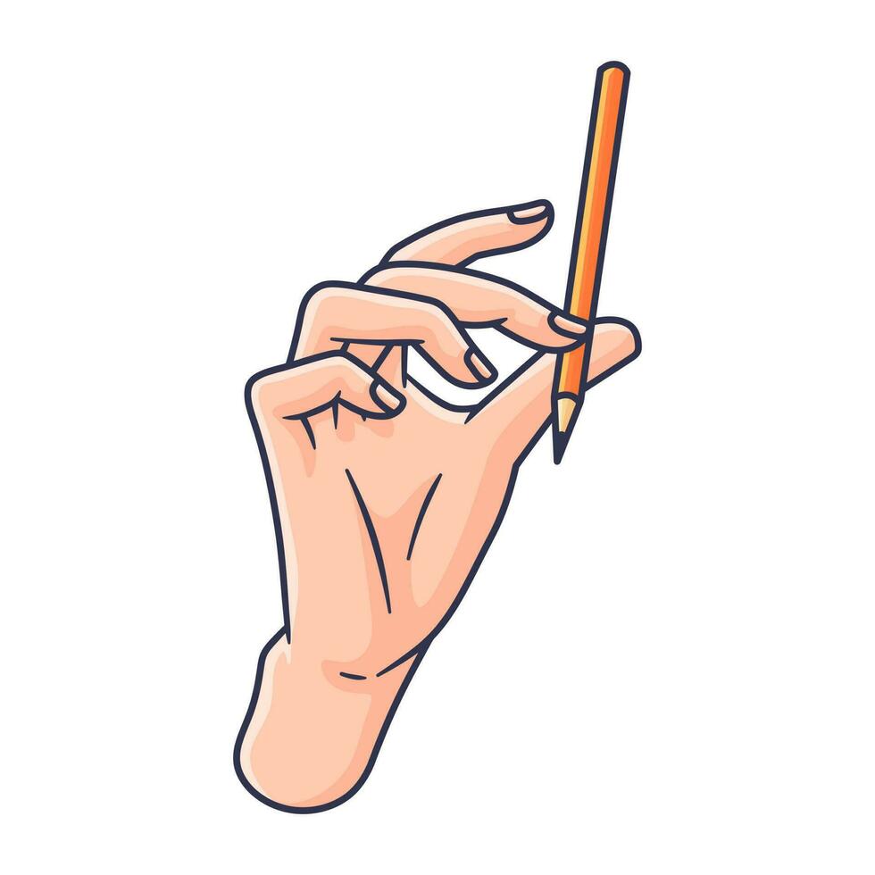 Prämie Qualität Vektor Pose 4 von Hand halten Stift und Bleistift Gekritzel Hand Zeichnung Kunst Stil