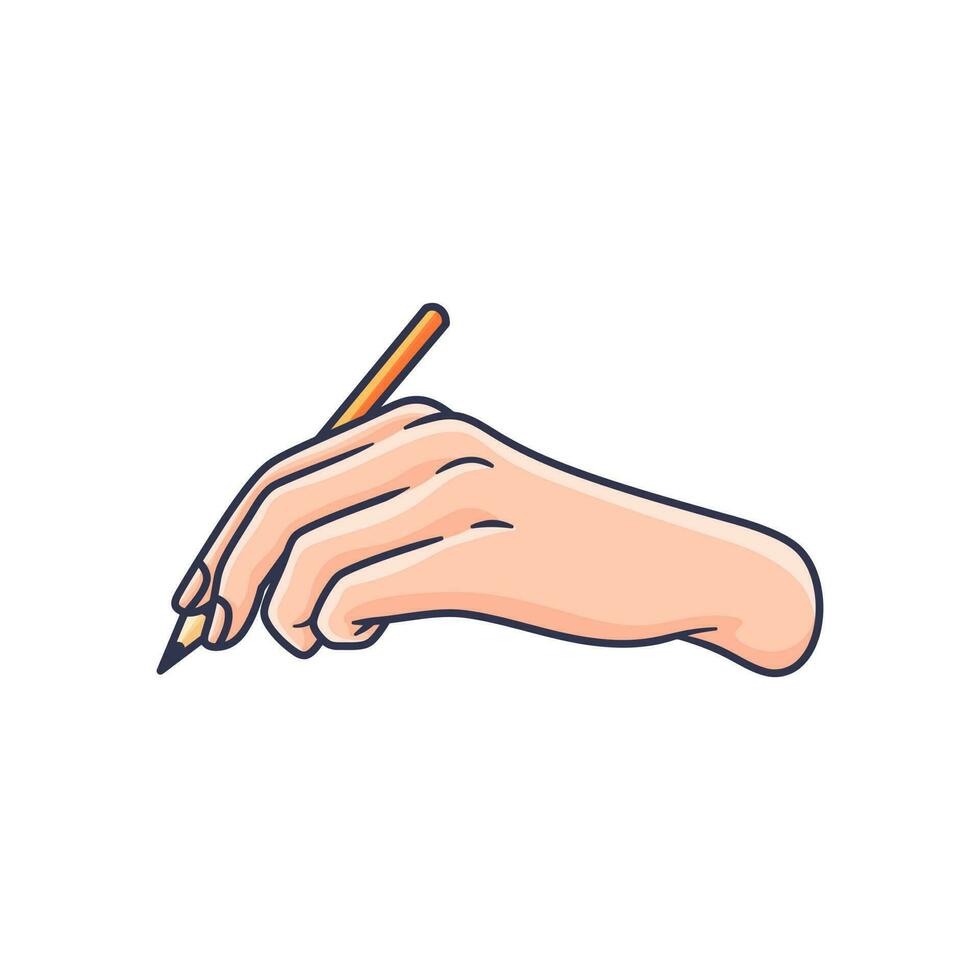 Prämie Qualität Vektor Pose 7 von Hand halten Stift und Bleistift Gekritzel Hand Zeichnung Kunst Stil
