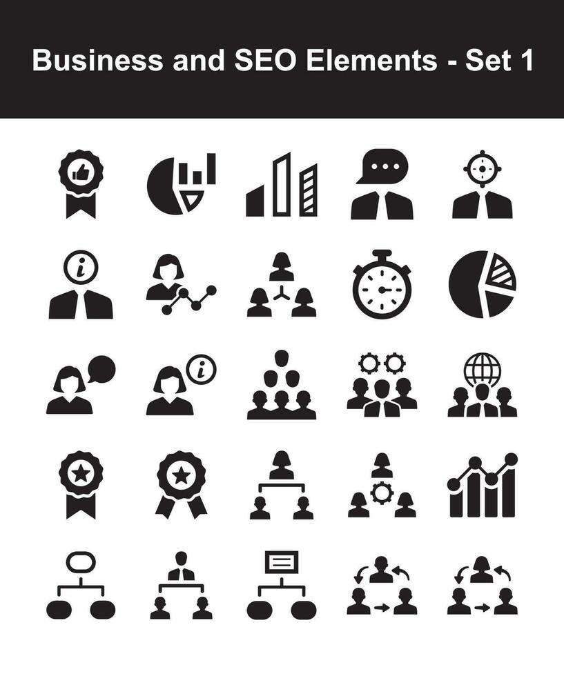 företag och seo element - uppsättning 1 vektor