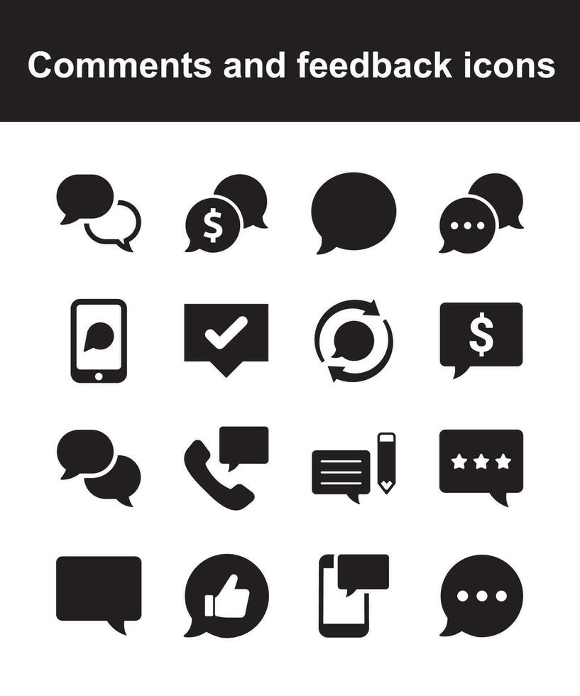 kommentarer och respons ikoner vektor