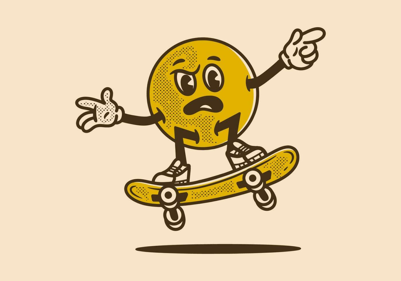 maskot karaktär design av boll huvud spelar skateboard vektor