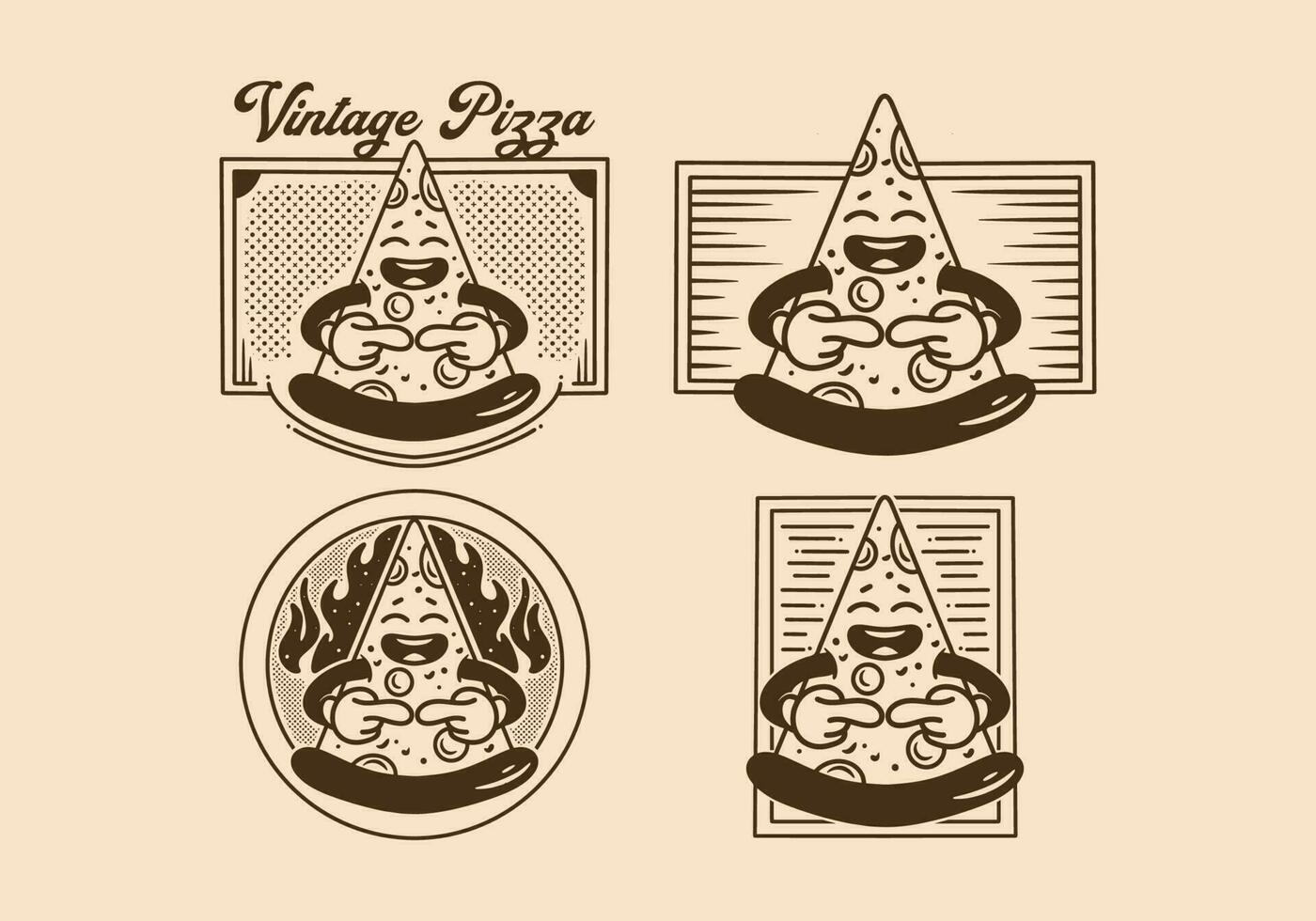 Jahrgang Illustration von ein Scheibe Pizza vektor