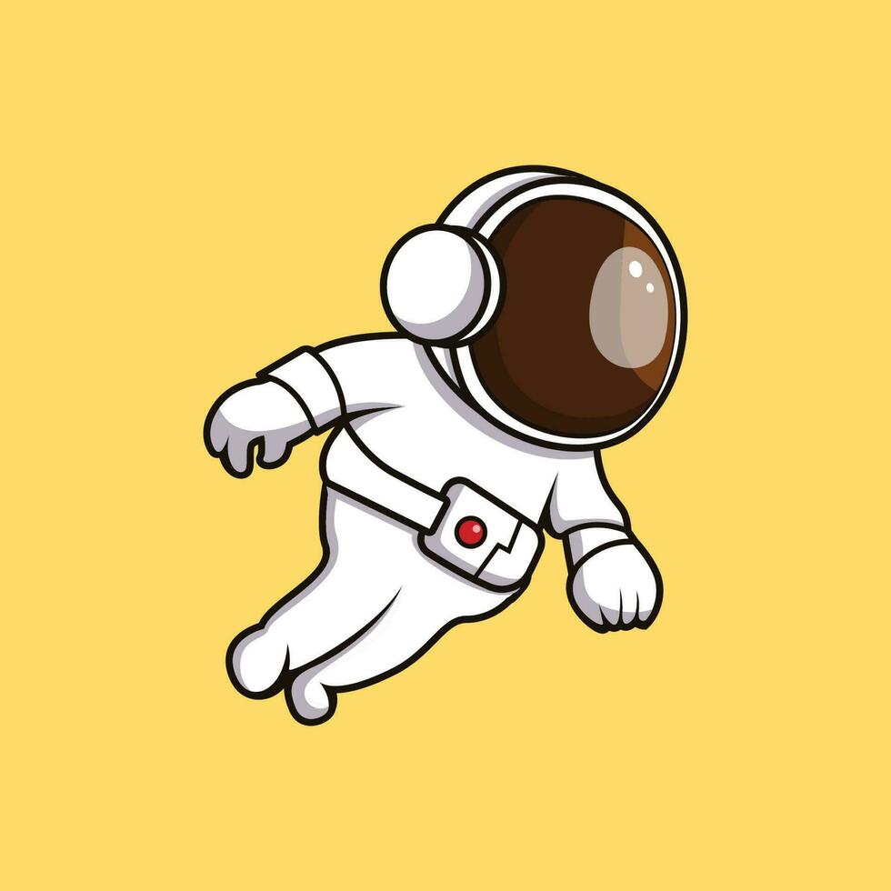 eben Stil süß Astronaut fliegend Karikatur Vektor Symbol Illustration. Raumfahrer Charakter Vektor Illustration. Wissenschaft Technologie Symbol Konzept. bezaubernd Astronaut Maskottchen Logo Design.