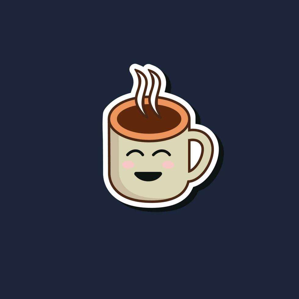 förtjusande kaffe kopp tecknad serie vektor illustration för t skjorta klistermärke skriva ut. platt stil kopp karaktär ikon begrepp isolerat vektor. tecknad serie kaffe kopp tecken och symbol.