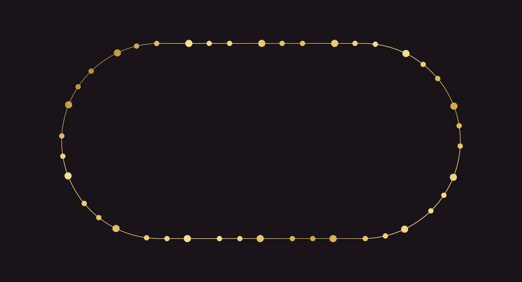 Gold Weihnachten Fee Beleuchtung Oval Rahmen Rand Vorlage. abstrakt golden Punkte Kreis rahmen. vektor