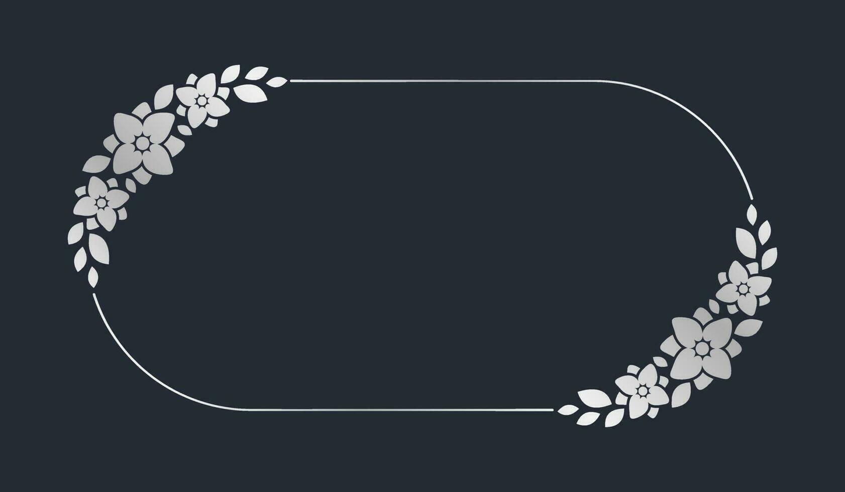 Silber Oval Blumen- Rahmen Vorlage. Luxus golden Rahmen Rand zum einladen, Hochzeit, Zertifikat. Vektor Kunst mit Blumen und Blätter.