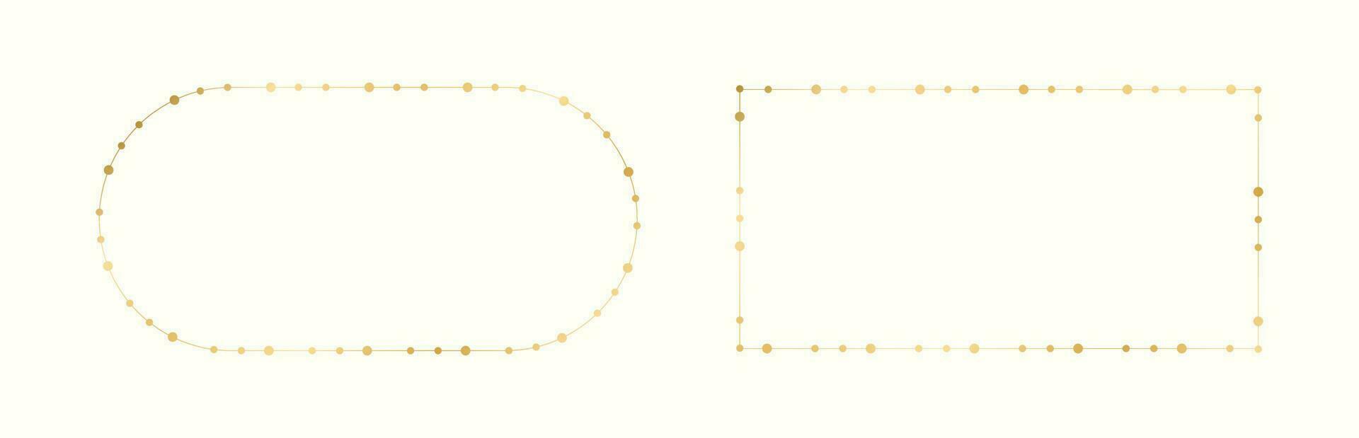 guld jul fe- lampor ram gräns uppsättning. abstrakt geometrisk gyllene prickar cirkel ram samling. vektor