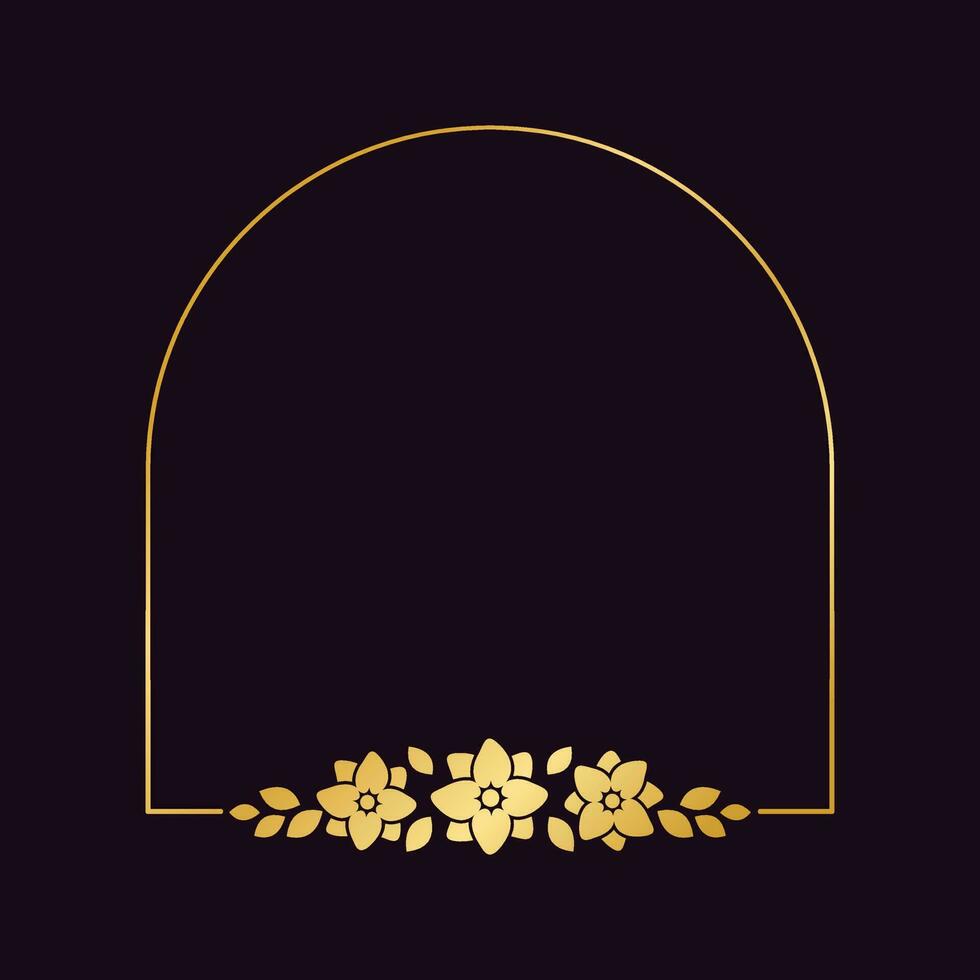 guld geometrisk blommig ram mall. lyx gyllene ram gräns för inbjudan, bröllop, certifikat. vektor konst med blommor och löv.