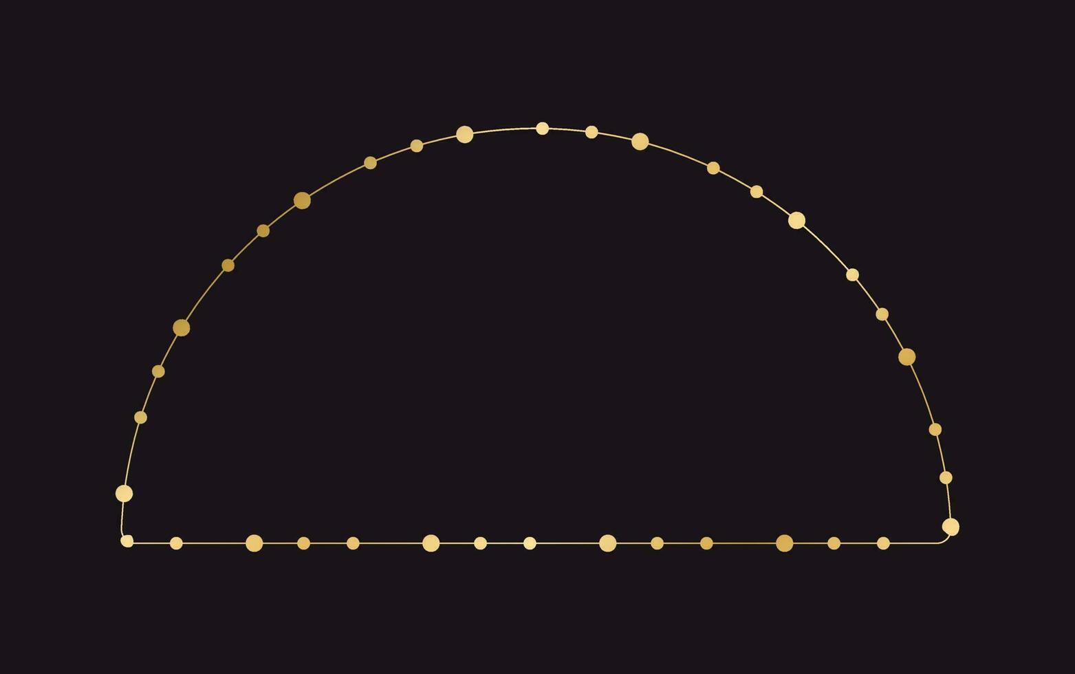 abstrakt geometrisch golden Punkte Kreis Muster rahmen. Gold Weihnachten Fee Beleuchtung Rahmen Grenze. vektor