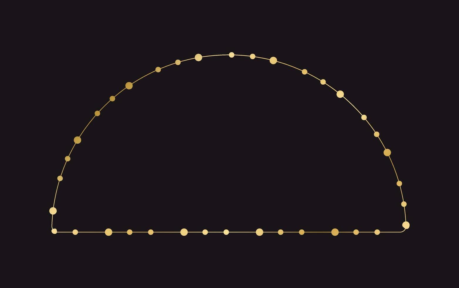 abstrakt geometrisk gyllene prickar cirkel mönster ram. guld jul fe- lampor ram gräns. vektor