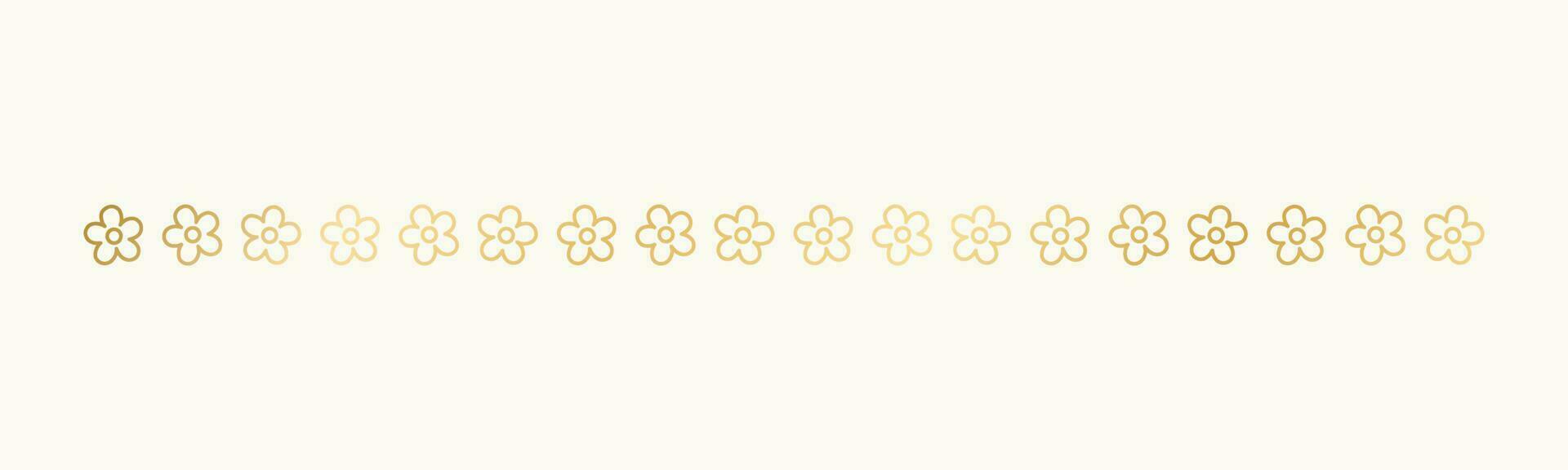 Gold Blumen- Trennzeichen Grenze, Text Teiler. Linie Grenzen botanisch Luxus Design Element. vektor