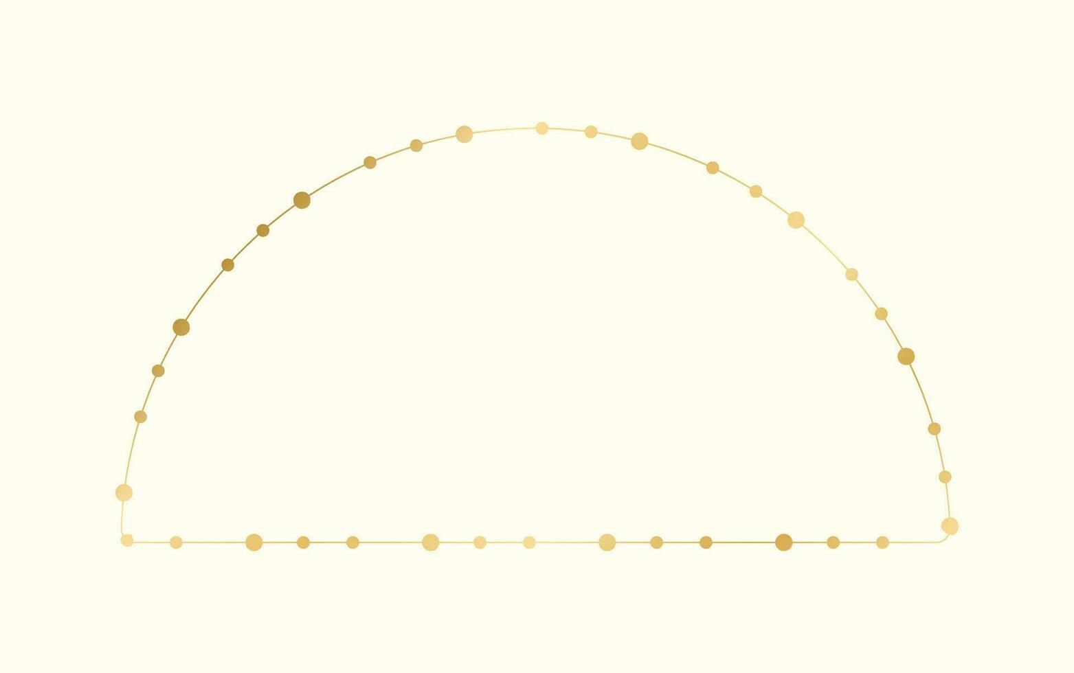 abstrakt geometrisch golden Punkte Kreis Muster rahmen. Gold Weihnachten Fee Beleuchtung Rahmen Grenze. vektor