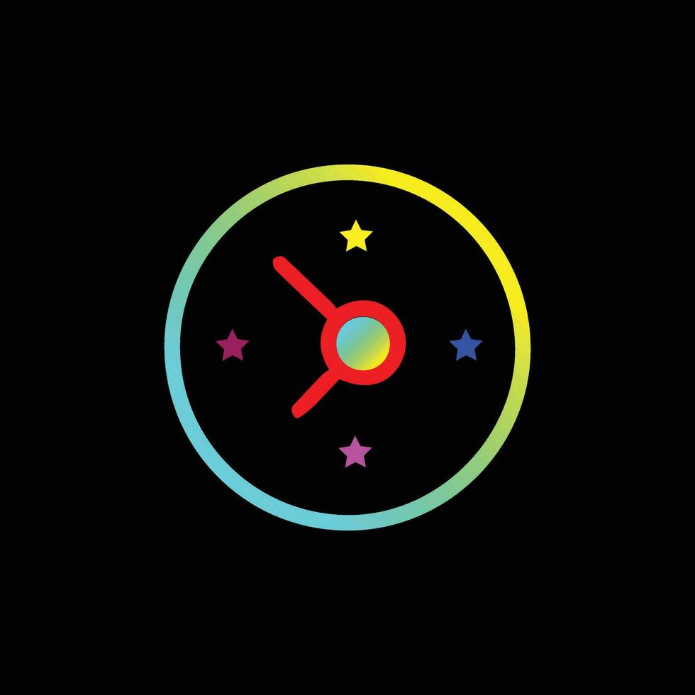 Illustration von ein Mauer Uhr mit rgb Farben und Star Dekorationen vektor