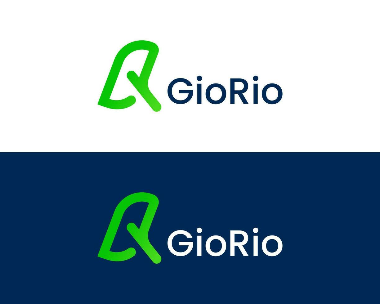 minimalistisk brev g r grön natur kombination logotyp design vektor