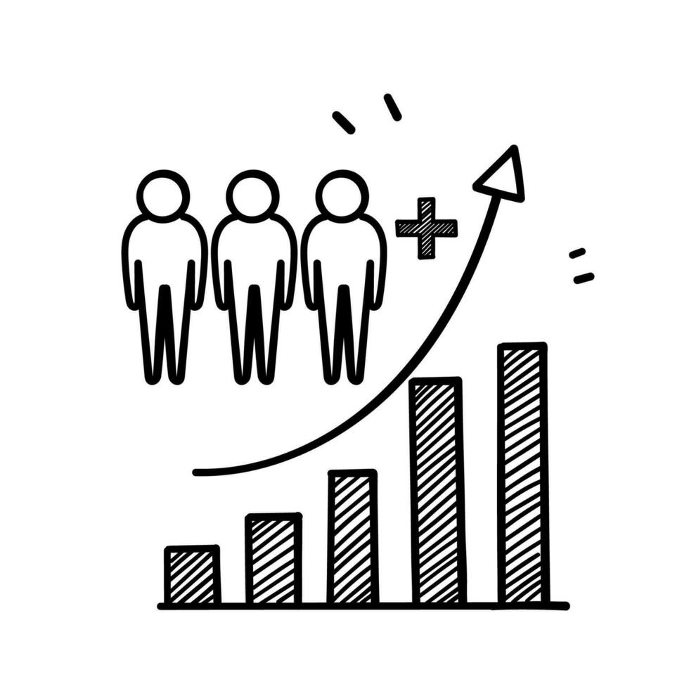 Hand gezeichnet Gekritzel Population Wachstum Symbol Illustration Vektor