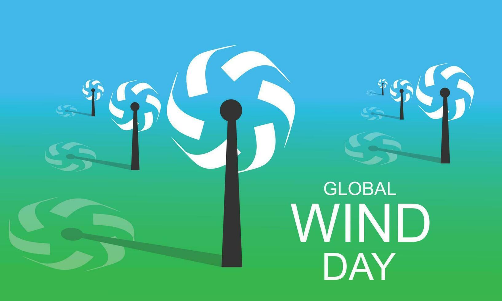 global Wind Tag. Hintergrund, Banner, Karte, Poster, Vorlage. Vektor Illustration.