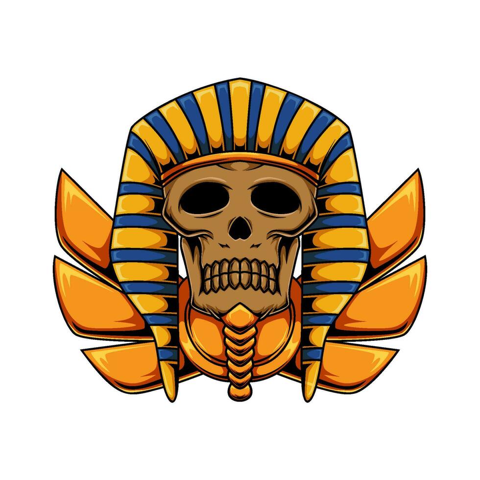 illustration av gyllene farao egypten mänsklig skalle maskot karaktär vektor