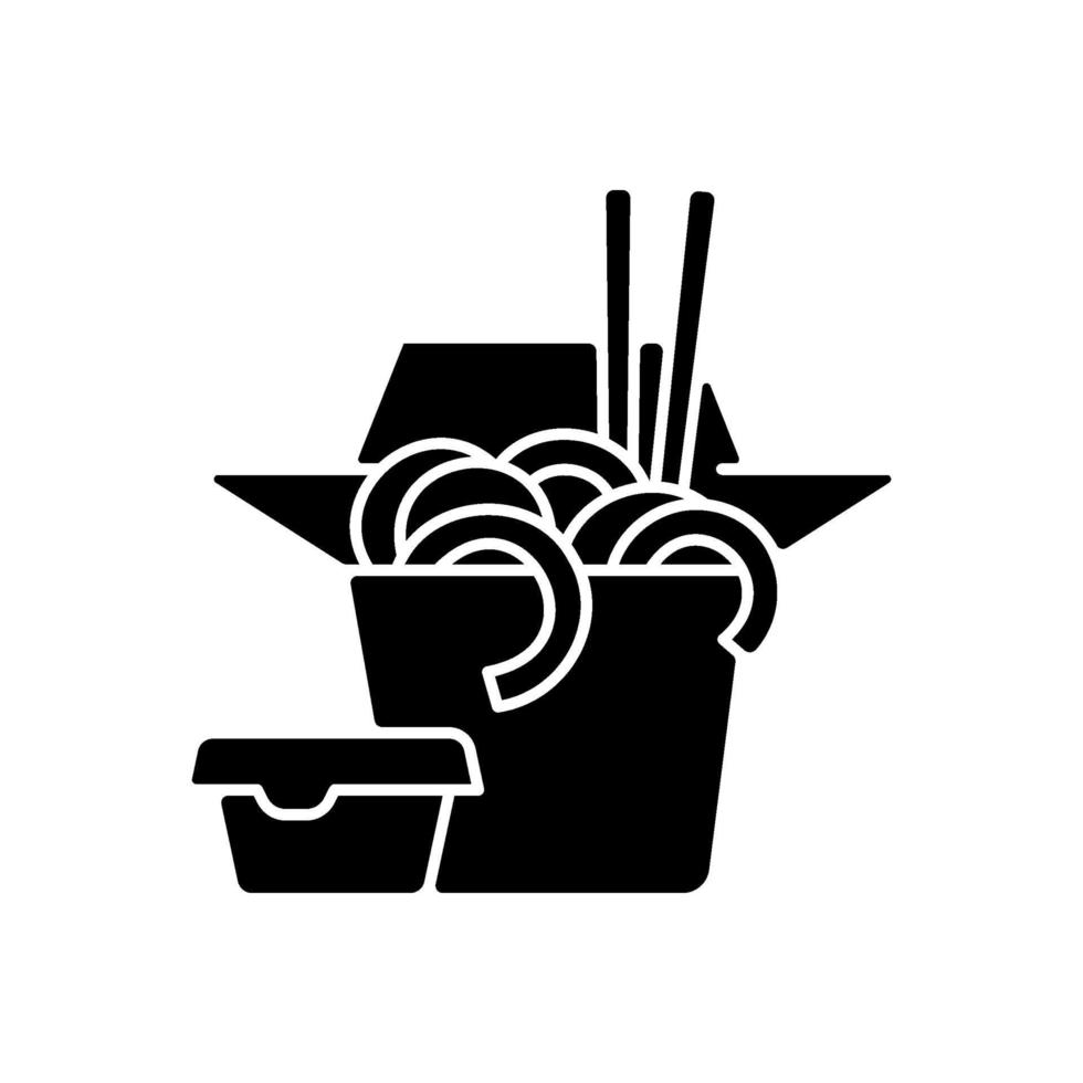 takeaway kinesisk mat svart glyph-ikon vektor