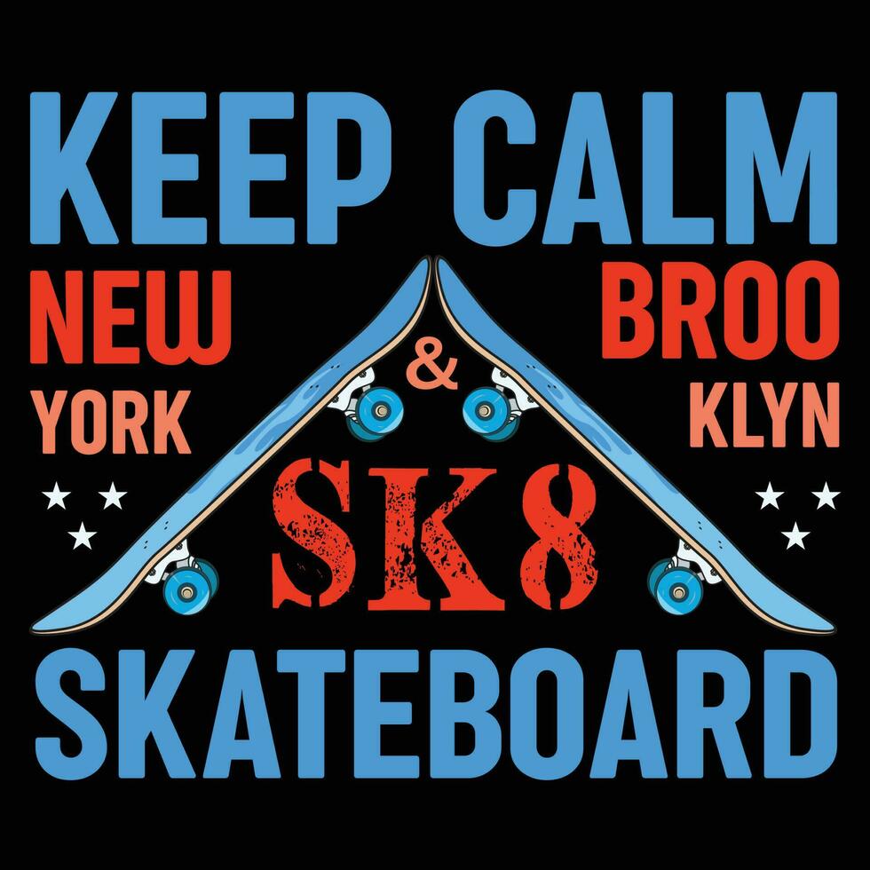 ha kvar lugna skateboard ny york brooklyn t-shirt design vektor